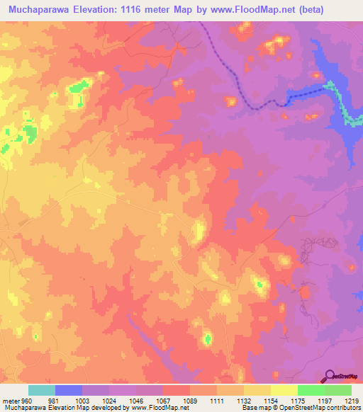 Muchaparawa,Zimbabwe Elevation Map