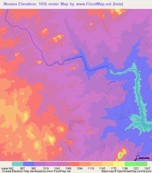Musara,Zimbabwe Elevation Map