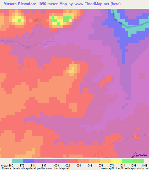 Musara,Zimbabwe Elevation Map