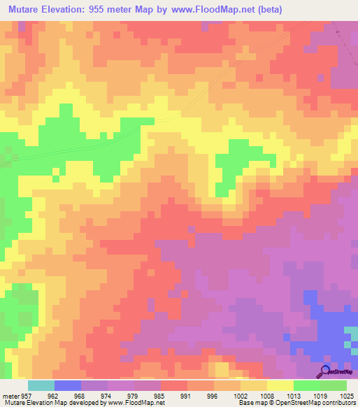 Mutare,Zimbabwe Elevation Map
