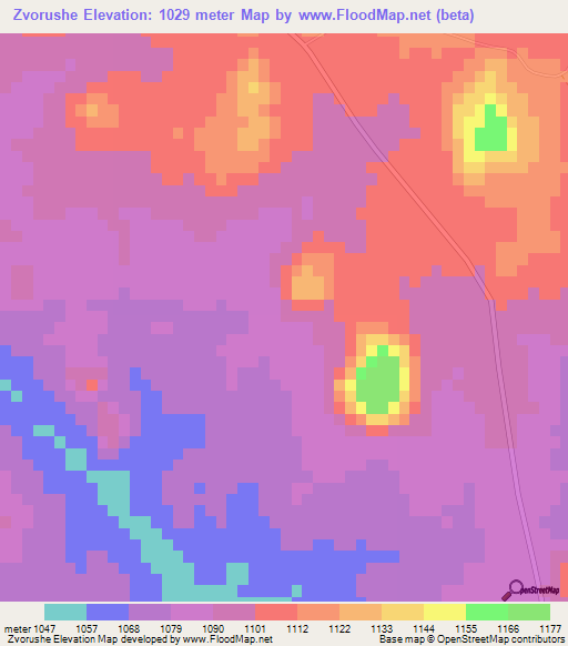 Zvorushe,Zimbabwe Elevation Map