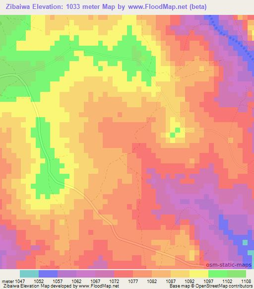 Zibaiwa,Zimbabwe Elevation Map