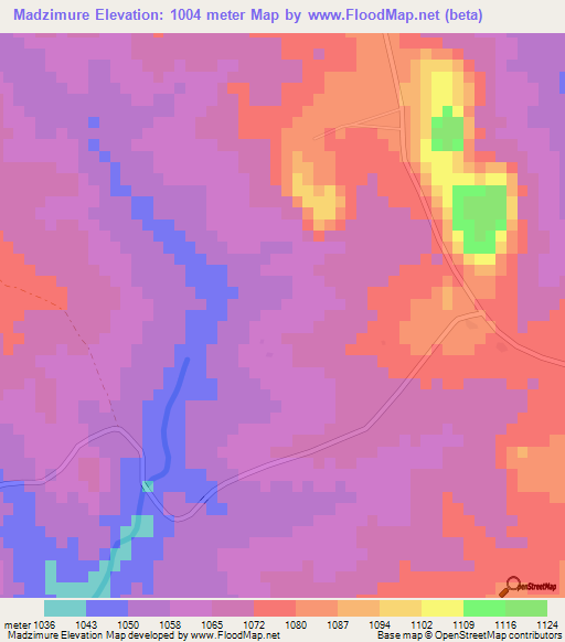 Madzimure,Zimbabwe Elevation Map