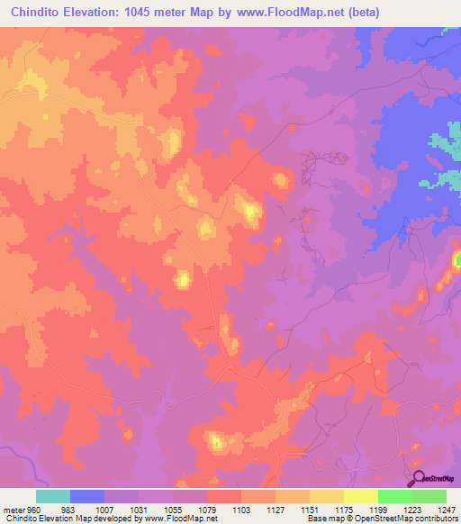 Chindito,Zimbabwe Elevation Map