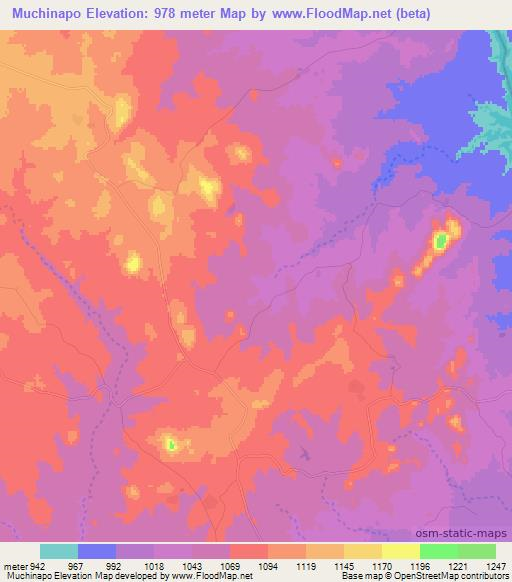Muchinapo,Zimbabwe Elevation Map