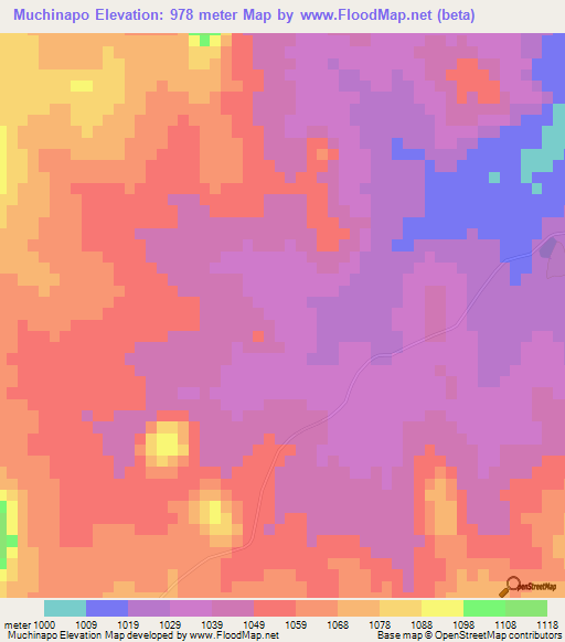 Muchinapo,Zimbabwe Elevation Map