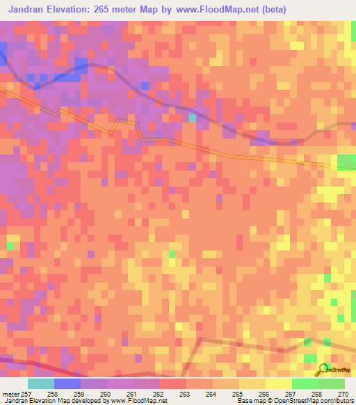 Jandran,India Elevation Map