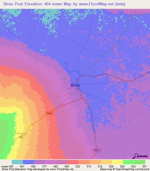 Birao Post,Central African Republic Elevation Map