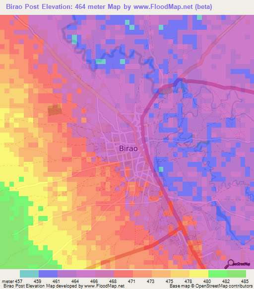 Birao Post,Central African Republic Elevation Map