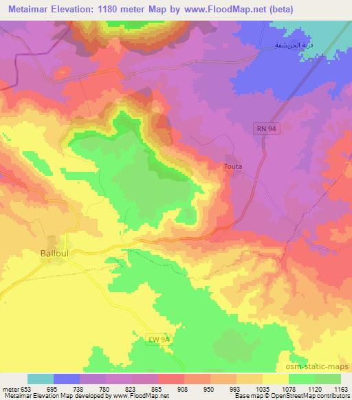 Metaimar,Algeria Elevation Map