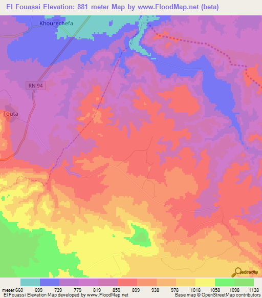 El Fouassi,Algeria Elevation Map