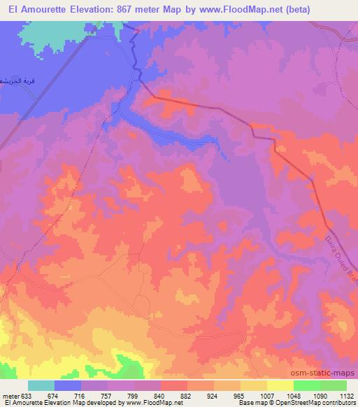 El Amourette,Algeria Elevation Map
