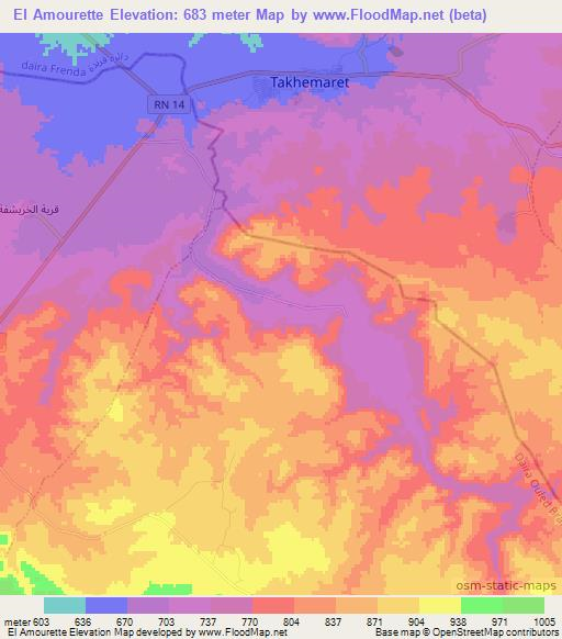 El Amourette,Algeria Elevation Map
