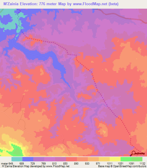 M'Zainia,Algeria Elevation Map