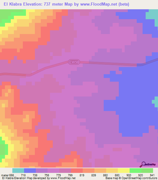El Klabra,Algeria Elevation Map