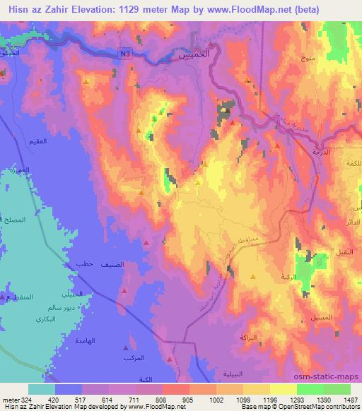 Hisn az Zahir,Yemen Elevation Map