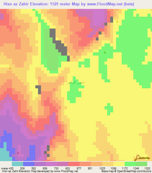 Hisn az Zahir,Yemen Elevation Map