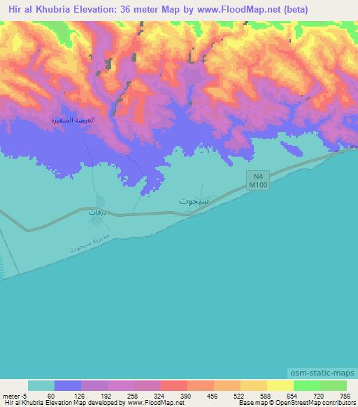 Hir al Khubria,Yemen Elevation Map
