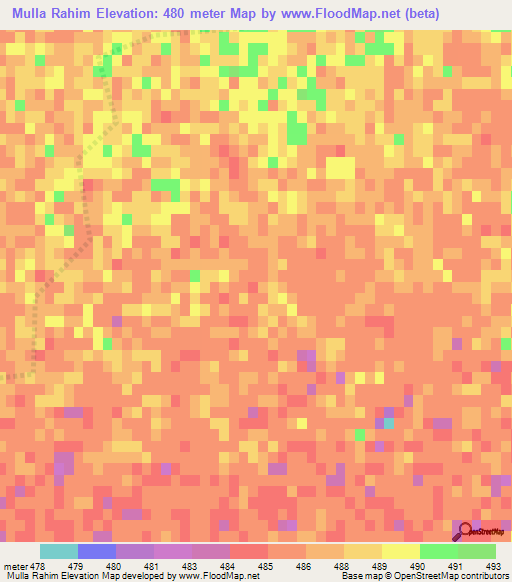 Mulla Rahim,Afghanistan Elevation Map
