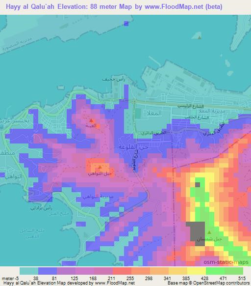 Hayy al Qalu`ah,Yemen Elevation Map