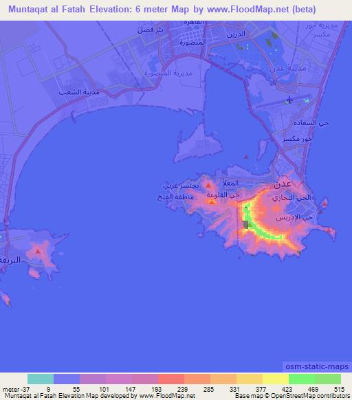 Muntaqat al Fatah,Yemen Elevation Map