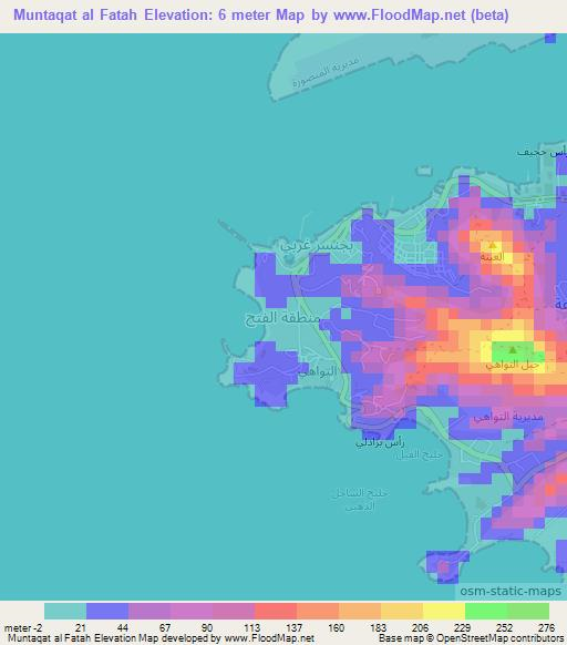 Muntaqat al Fatah,Yemen Elevation Map