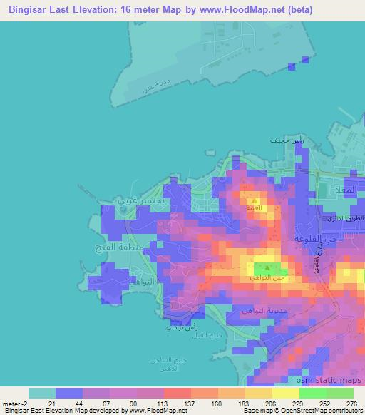 Bingisar East,Yemen Elevation Map