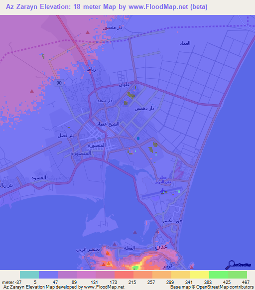 Az Zarayn,Yemen Elevation Map