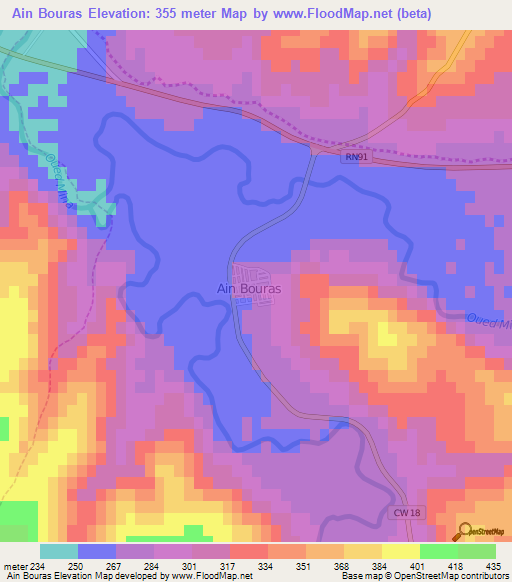 Ain Bouras,Algeria Elevation Map