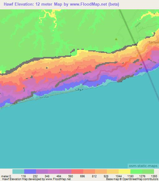 Hawf,Yemen Elevation Map