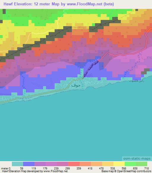 Hawf,Yemen Elevation Map