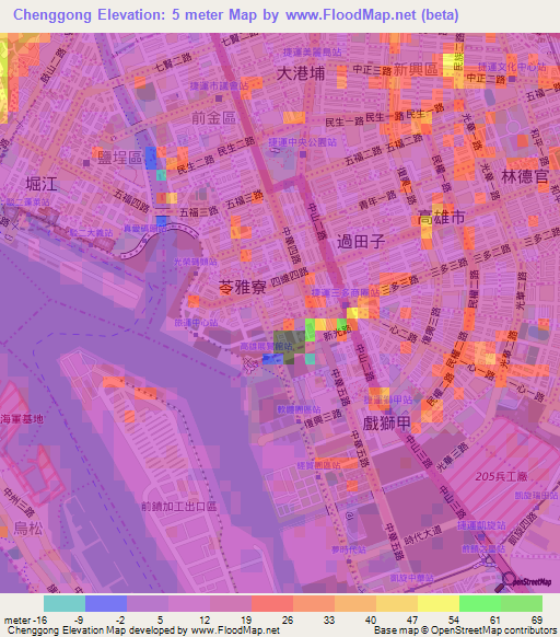 Chenggong,Taiwan Elevation Map