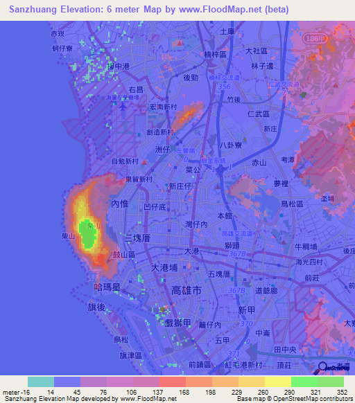 Sanzhuang,Taiwan Elevation Map