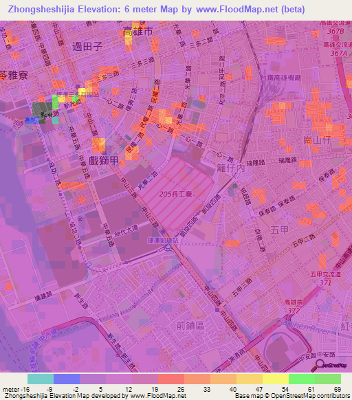 Zhongsheshijia,Taiwan Elevation Map