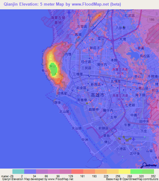 Qianjin,Taiwan Elevation Map
