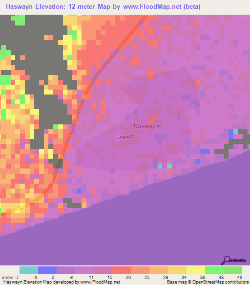 Haswayn,Yemen Elevation Map