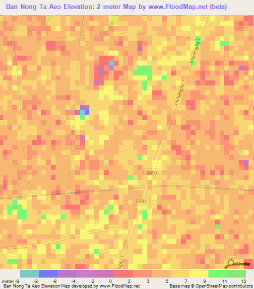 Ban Nong Ta Aeo,Thailand Elevation Map