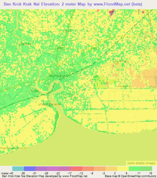 Ban Krok Krak Nai,Thailand Elevation Map