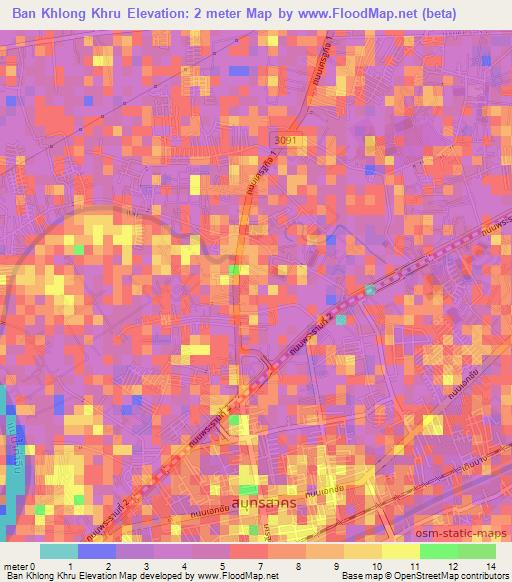 Ban Khlong Khru,Thailand Elevation Map