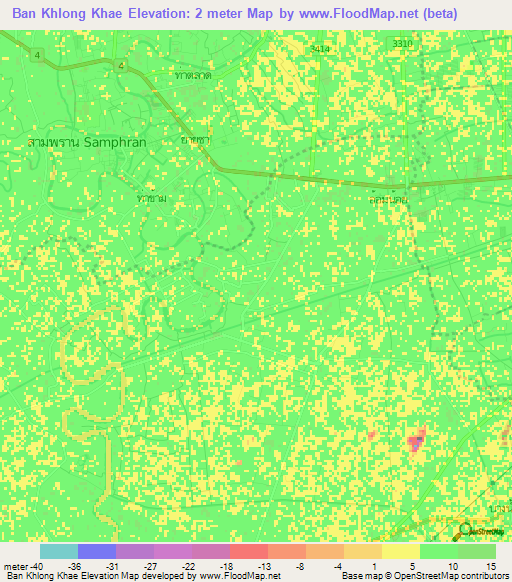 Ban Khlong Khae,Thailand Elevation Map
