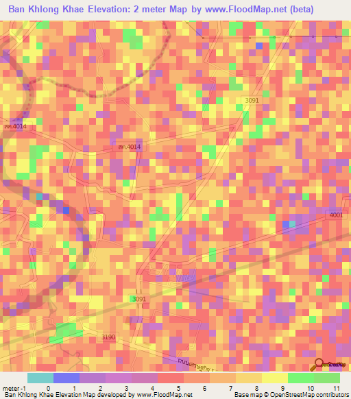 Ban Khlong Khae,Thailand Elevation Map