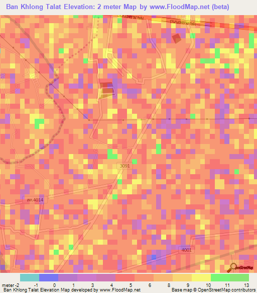 Ban Khlong Talat,Thailand Elevation Map