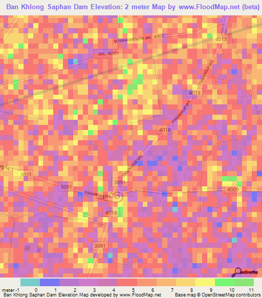 Ban Khlong Saphan Dam,Thailand Elevation Map