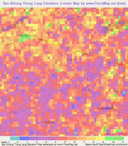 Ban Khlong Thong Lang,Thailand Elevation Map