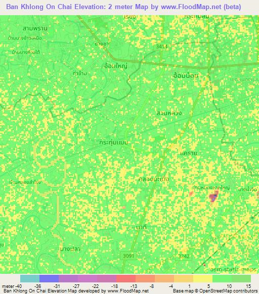 Ban Khlong On Chai,Thailand Elevation Map