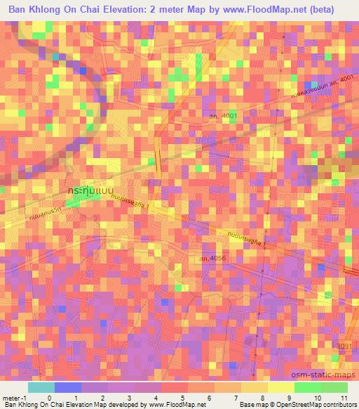 Ban Khlong On Chai,Thailand Elevation Map