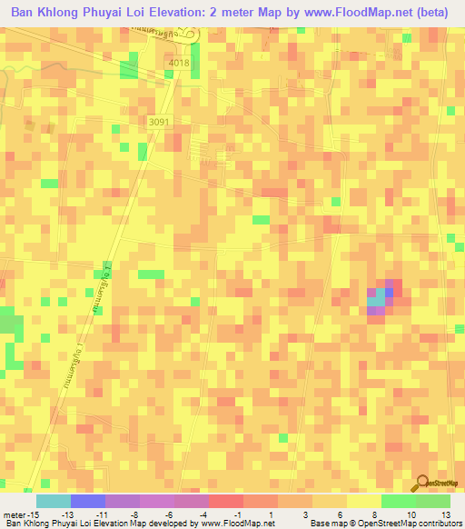Ban Khlong Phuyai Loi,Thailand Elevation Map