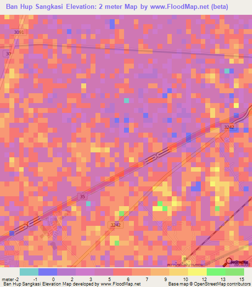 Ban Hup Sangkasi,Thailand Elevation Map