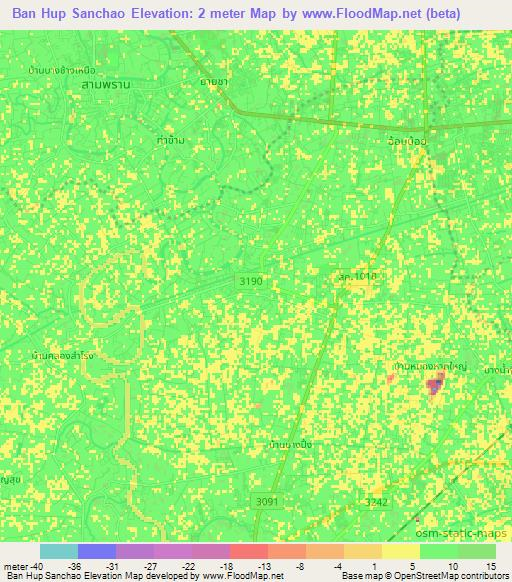 Ban Hup Sanchao,Thailand Elevation Map