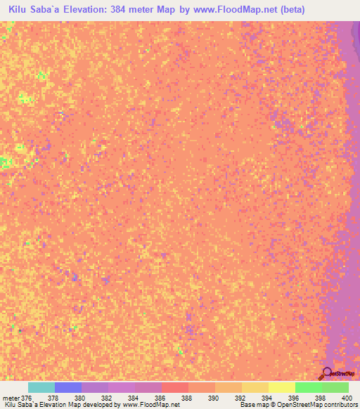 Kilu Saba`a,Sudan Elevation Map